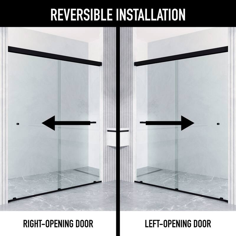 VIGO Satro E-Class 52 to 60 in. W x 74 in. H Semi-Frameless Double-Sliding Shower Door with Clear Tempered Glass