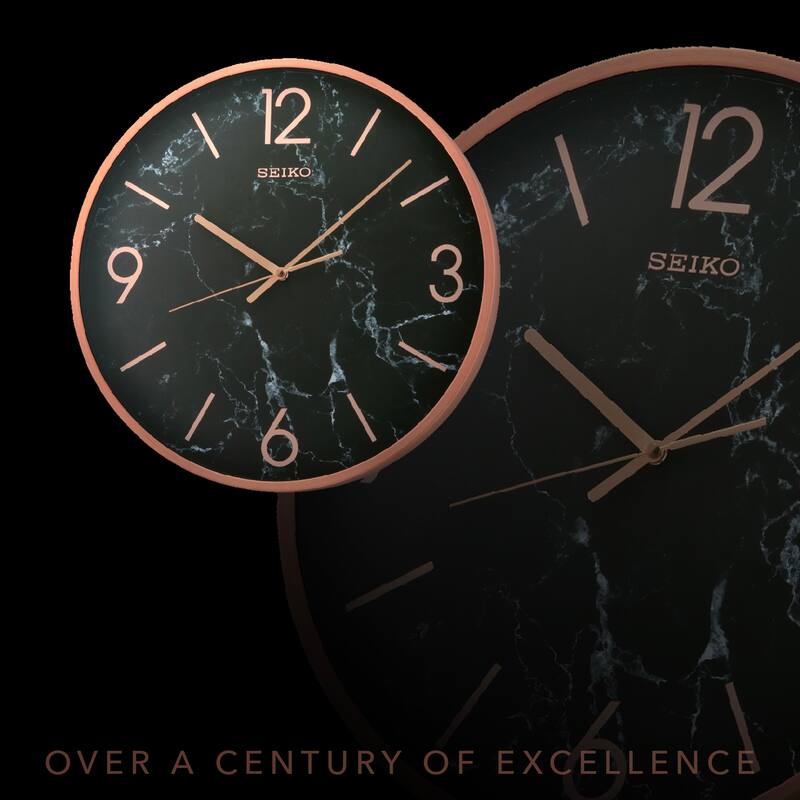 16" Wall, ROSE GOLD COLOR/BLACK MARBLE EFFECT, QUIET SWEEP, GLASS FRONT