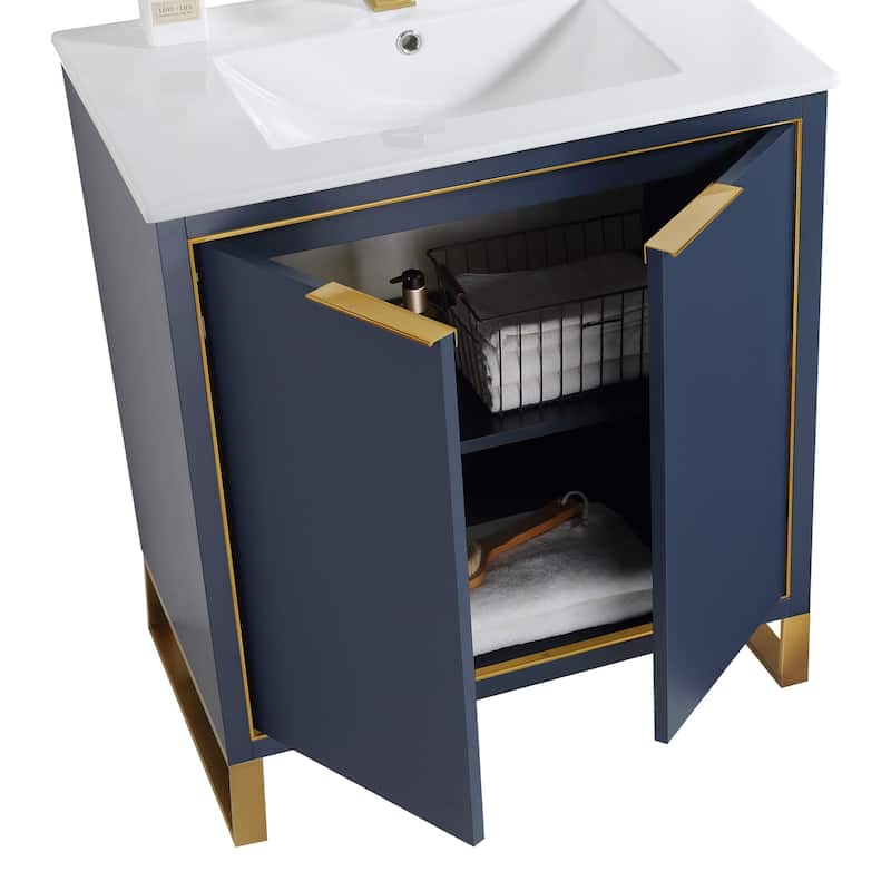 Fine Fixtures Opulence Collection Bathroom Vanity with White Ceramic Sink