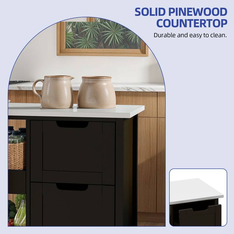 Moasis Rolling Kitchen Bar Trolley Serving Cart with 3 Drawers and Wheels