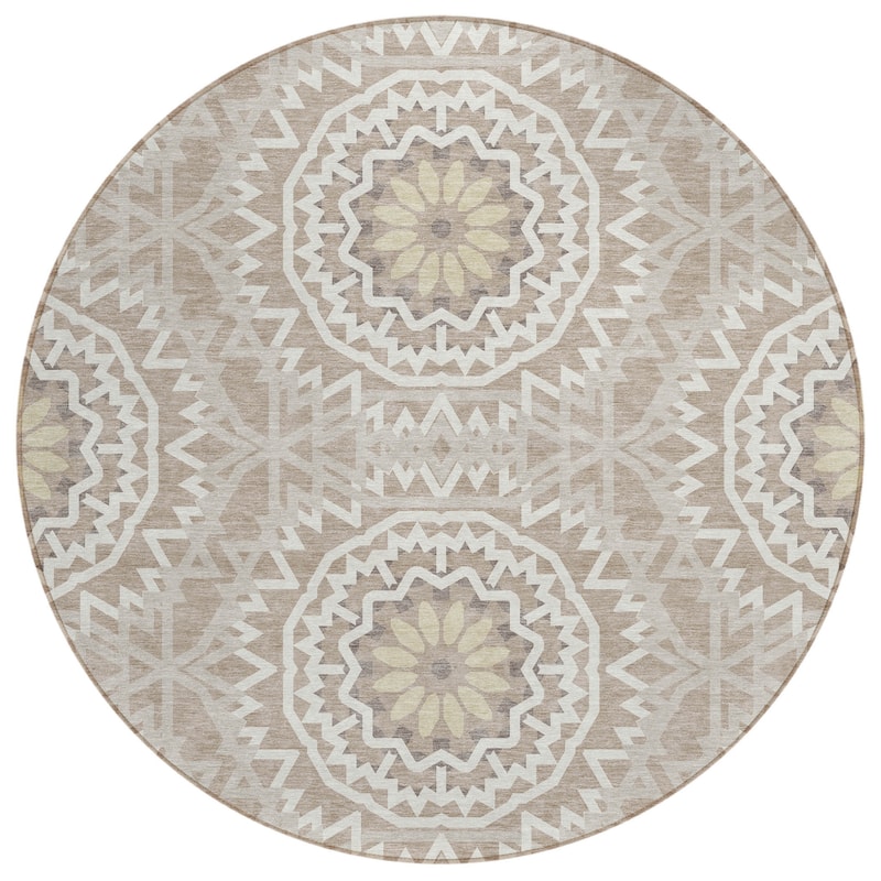 HomeRoots Floral Medallion Transitional Rectangle Outdoor Rug