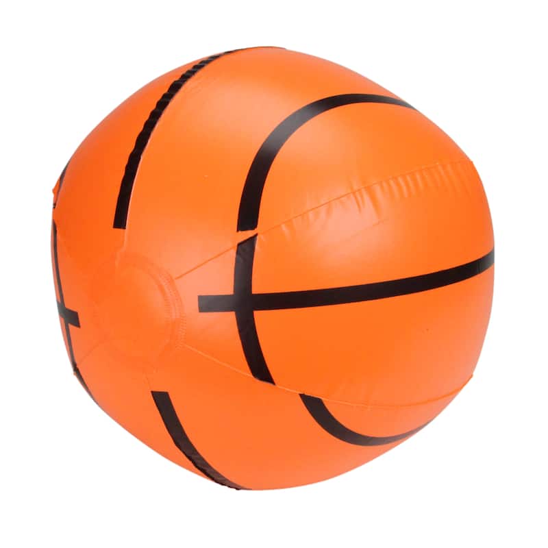 Inflatable Orange and Black 6-Panel Beach Basketball Swimming Pool Toy 16-Inch - 16"