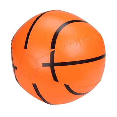 Inflatable Orange and Black 6-Panel Beach Basketball Swimming Pool Toy 16-Inch - 16"