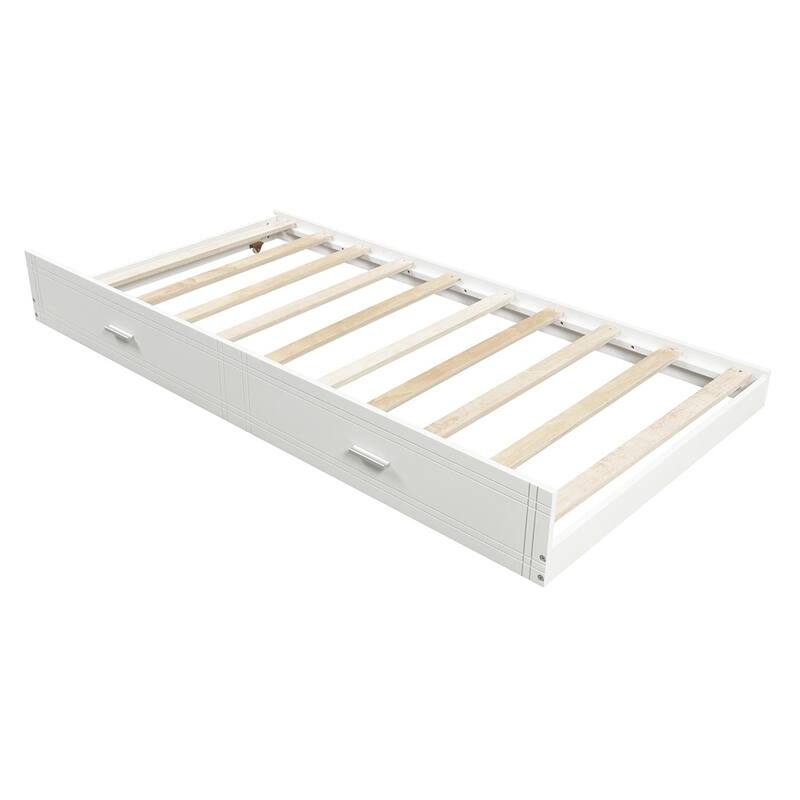 Hardwood Twin Over Twin Bunk Bed with Trundle and Staircase,Solid Wood Bunk Bed