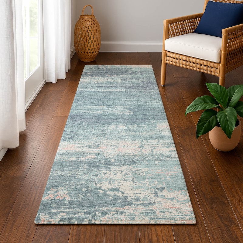 Premium Washable Super Soft Abstract Ombre Mayfield Rug - Teal - 2'3" x 7'6"