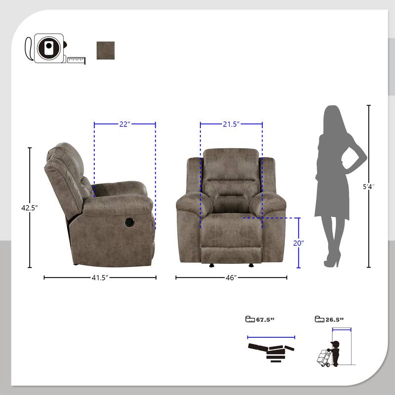 Alonzo Polished Microfiber Rocker Manual Reclining Chair