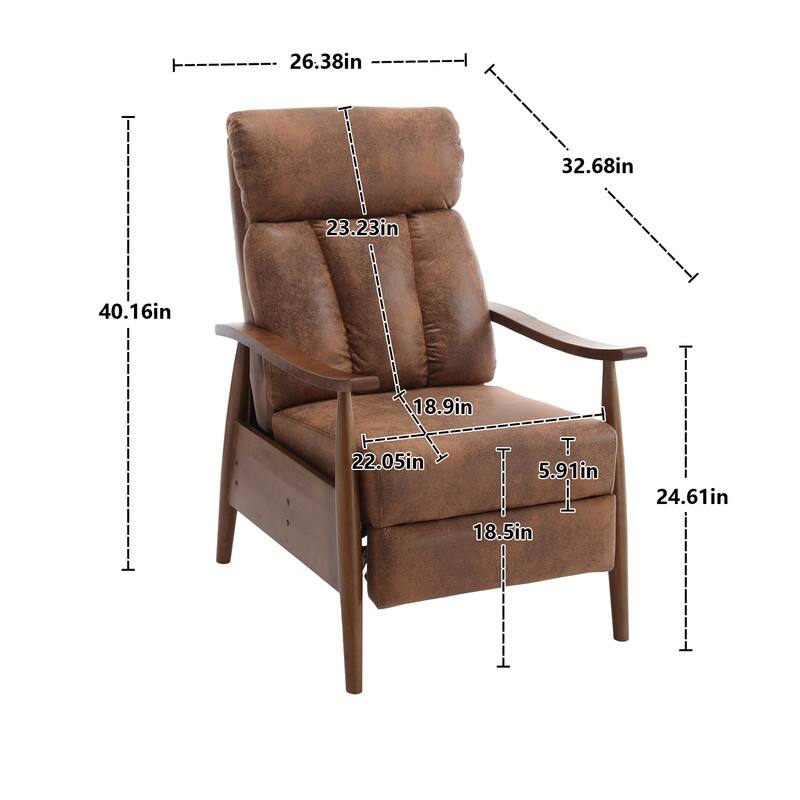 Modern Accent Chair Lounge Chair, Wood Frame Adjustable Recliner Chair
