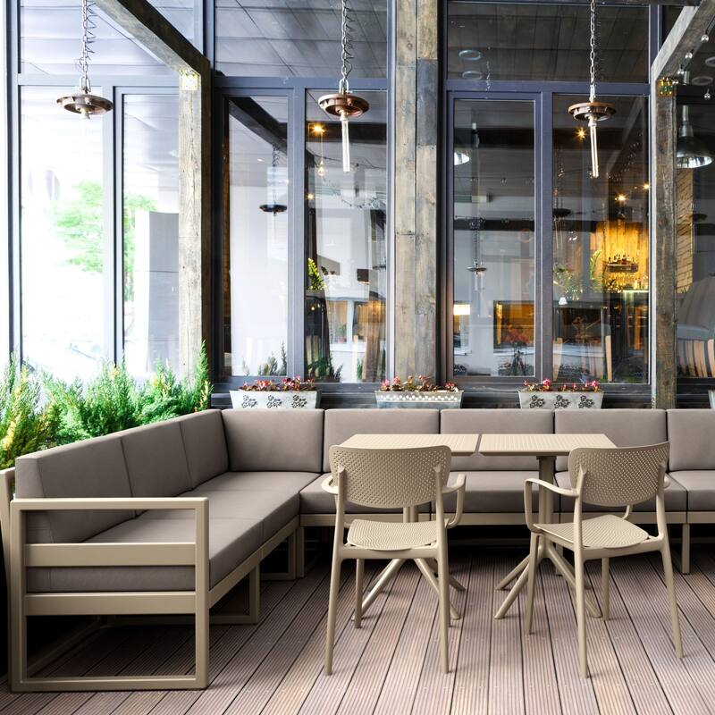 33" Taupe Brown Stackable Patio Dining Arm Chair