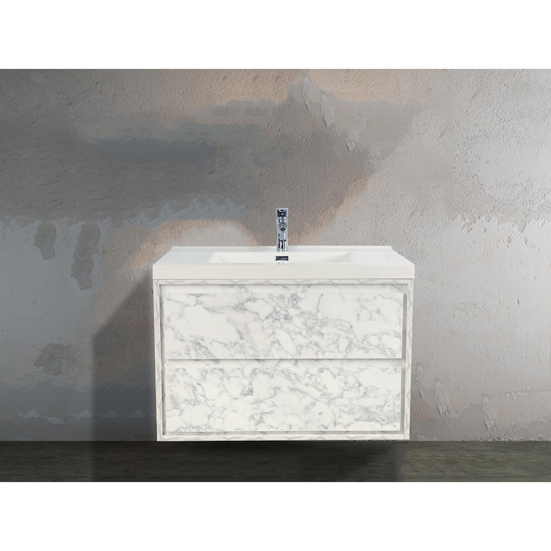Sage 36" wall mounted bathroom vanity with single basin acrylic top