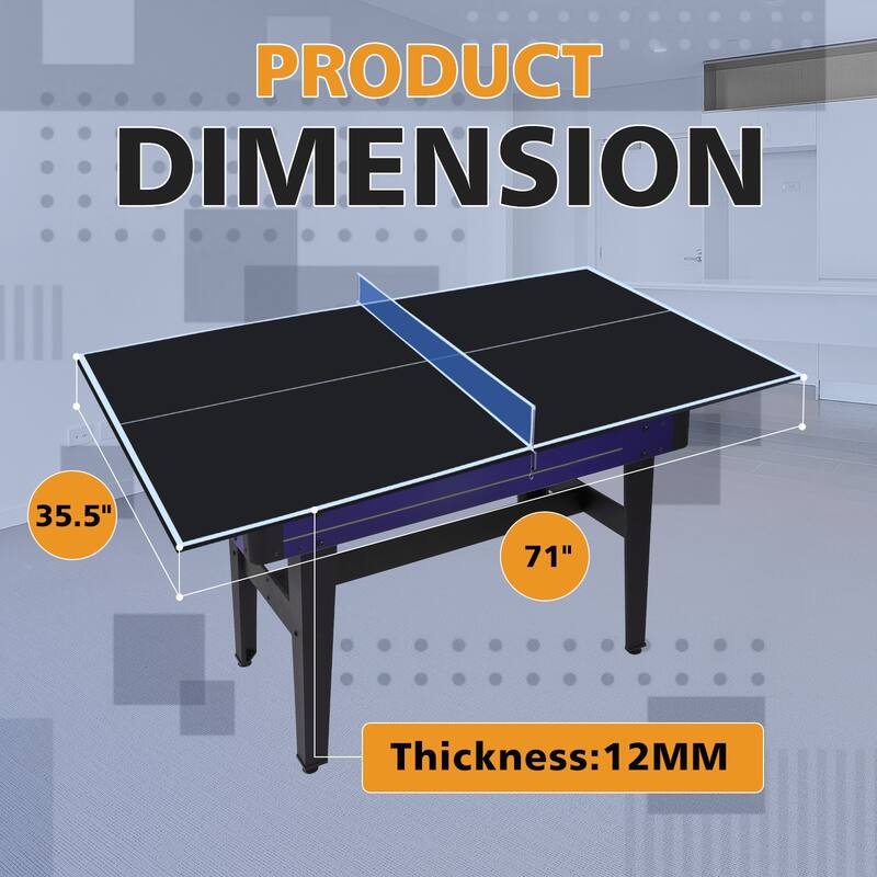 6*3ft Grey Mid-Size Ping Pong Conversion Top Foldable & Portable Table Tennis Table Top for Indoor Games