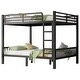 preview thumbnail 4 of 10, Queen Over Queen Metal Bunk Bed with Ladder and Slats Support for Adults Teens, Black