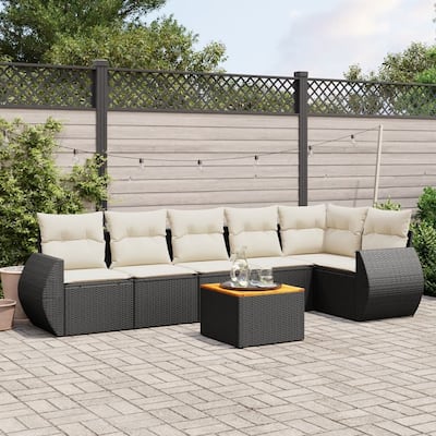 vidaXL Patio Sofa Set with Cushions Outdoor Furniture 7 Piece Poly Rattan