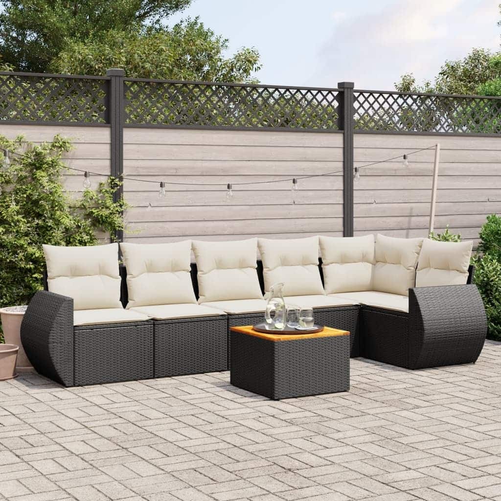 vidaXL Patio Sofa Set with Cushions Outdoor Furniture 7 Piece Poly Rattan