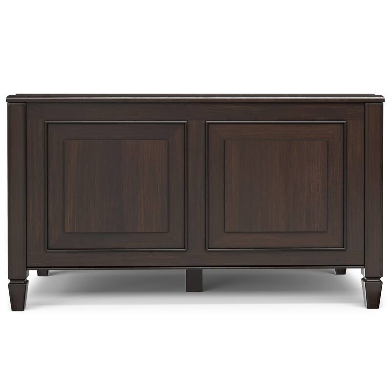 WYNDENHALL Hampshire Solid Wood Small Storage Bench Trunk and Storage Cabinet in Dark Chestnut Brown