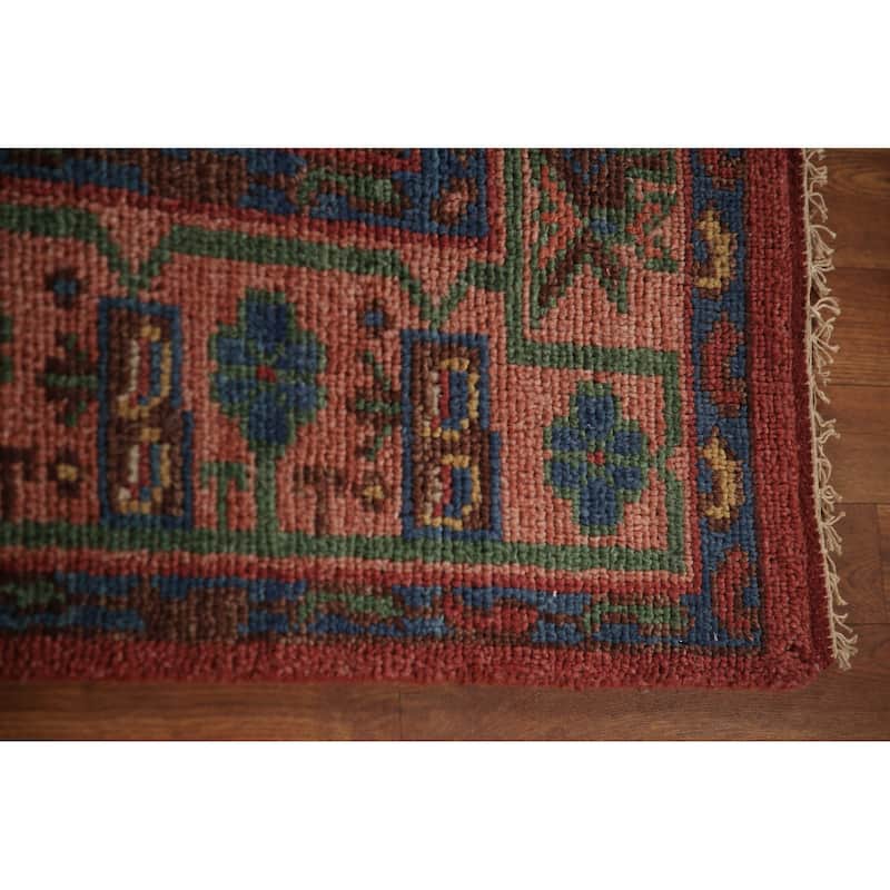 Geometric Red Sirjan Oriental Area Rug Handmade Wool Carpet - 7'11"x 9'11"