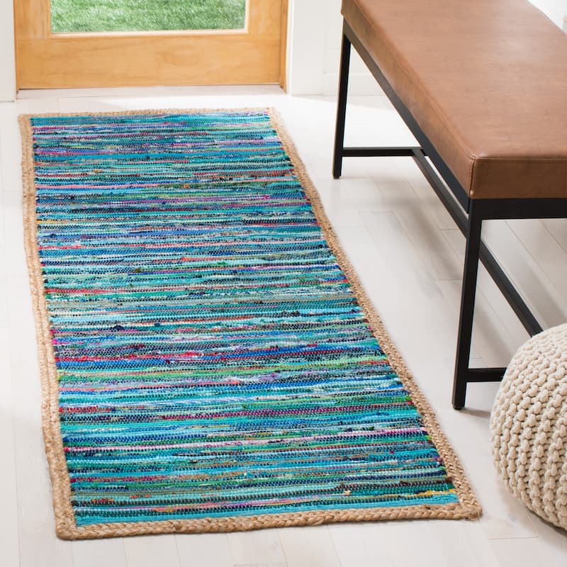 SAFAVIEH Handmade Montauk Ophely Casual Cotton Rug - 2'3" x 7' Runner - Green/Natural