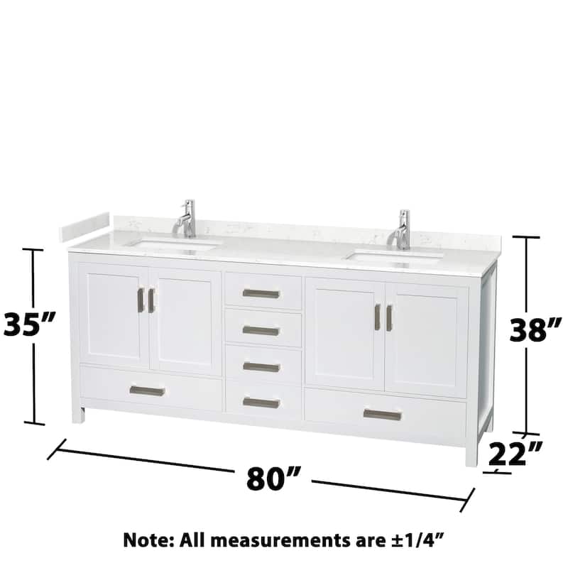 Wyndham Collection Sheffield 80" Double Bathroom Vanity, Carrara