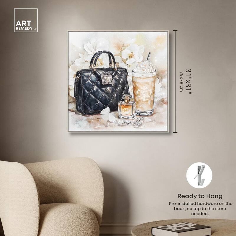 Trinkets and White Floral Canvas by Art Remedy