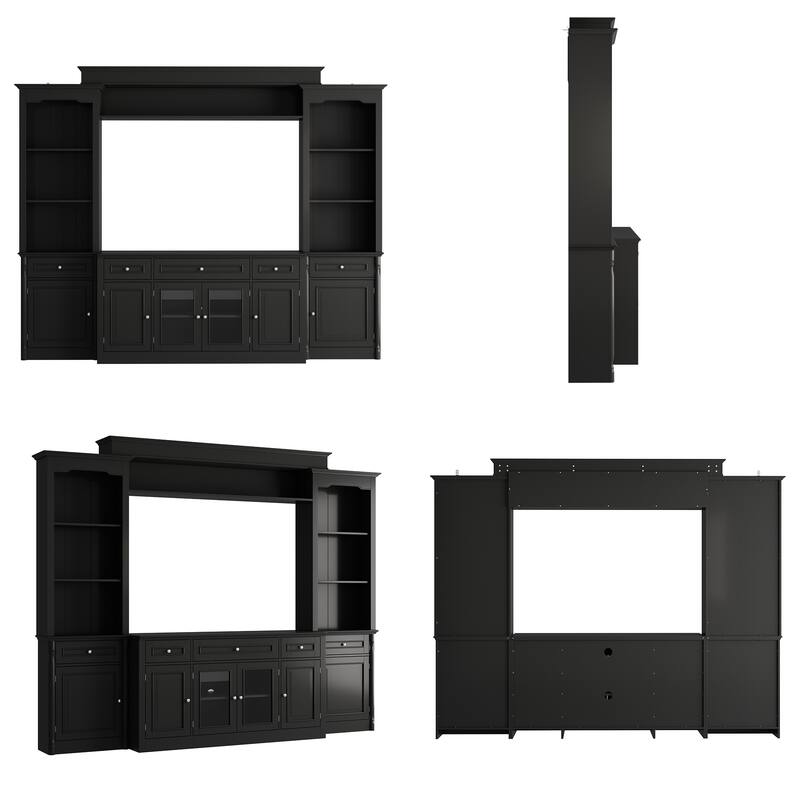 104.3"x82.3" Complete Entertainment Wall Unit White TV Stand Display