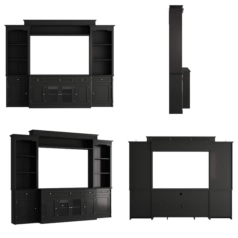 Media Wall Unit w/Spacious Storage White TV Stand Wall Storage Combo