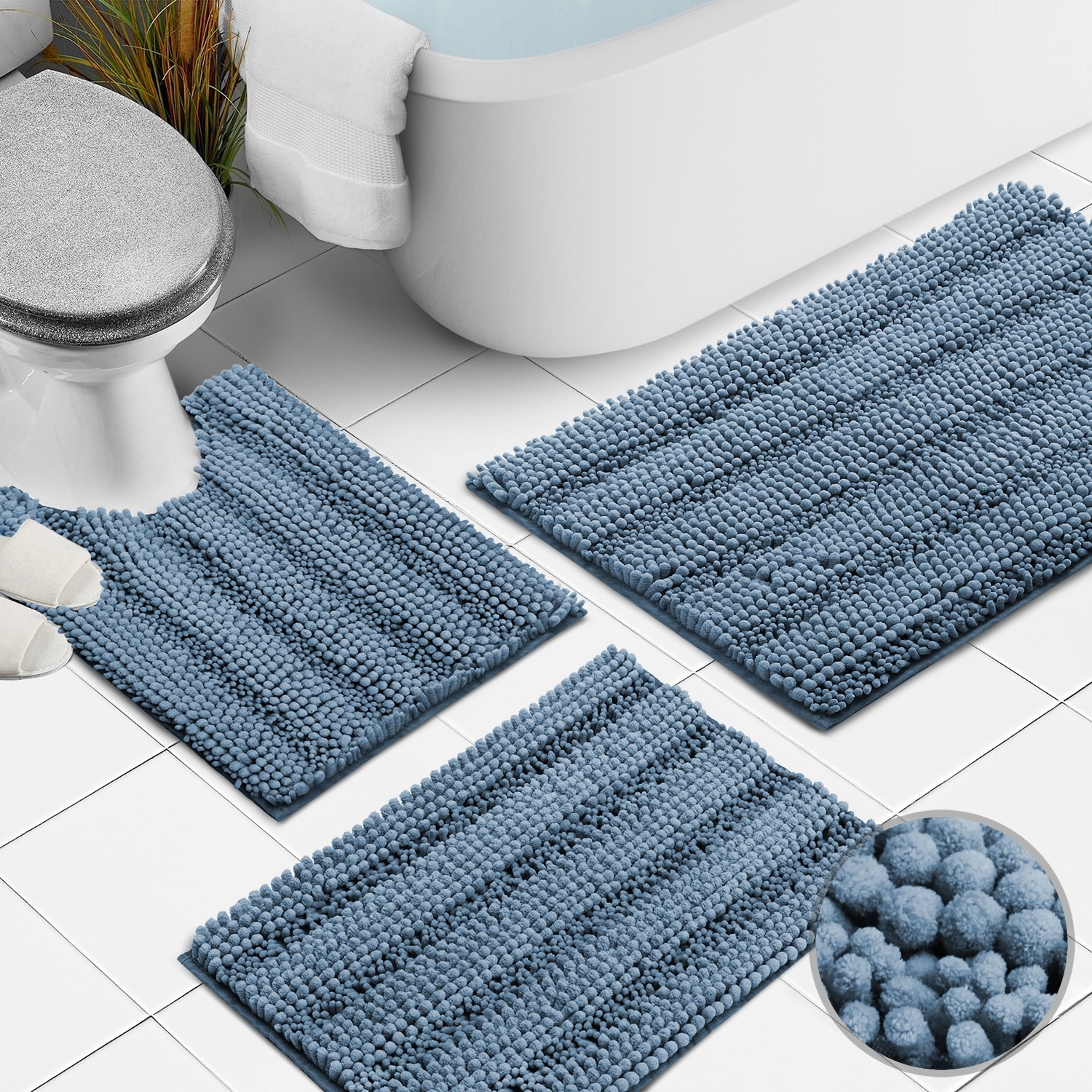 Microfiber Bath Rugs Chenille Floor Mat Ultra Soft Washable Bathroom Dry  Fast Wa