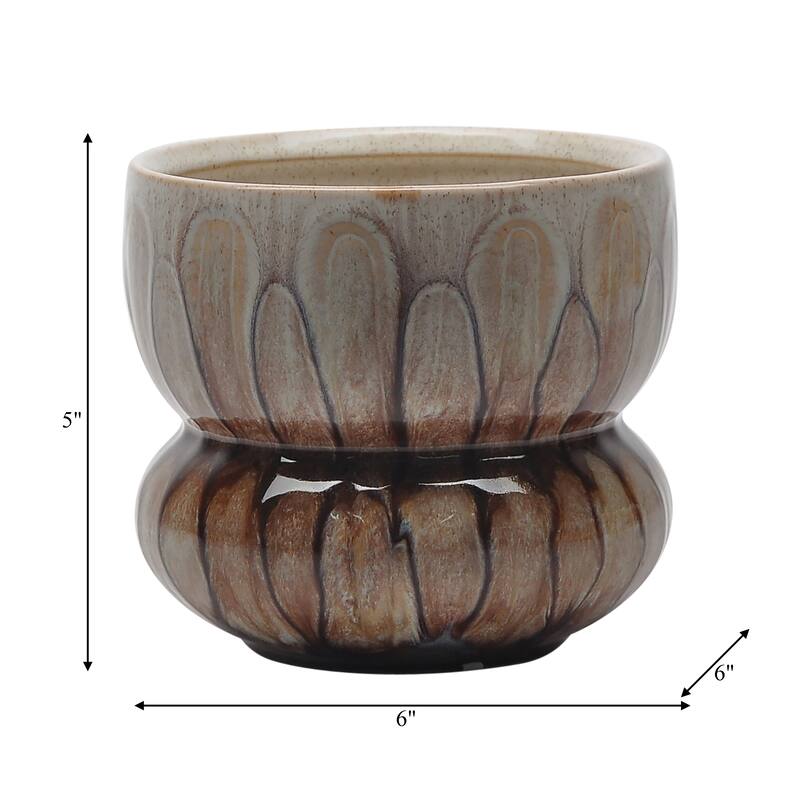 Sagebrook Home Mandara Small Vase - Multi-color, Ceramic, Brown, Novelty, Elegant Design for Modern Living