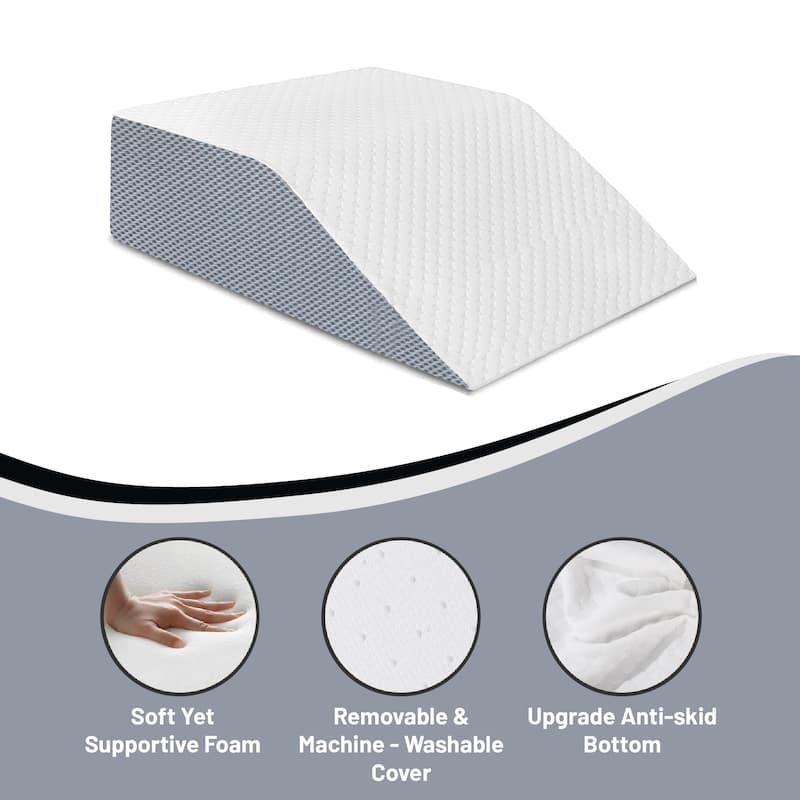 Onetan, Leg Elevation Pillow, Blood Circulation, Leg Swelling Relief and Sciatica Pain Relief, Removable Cover, 21-Inch , White
