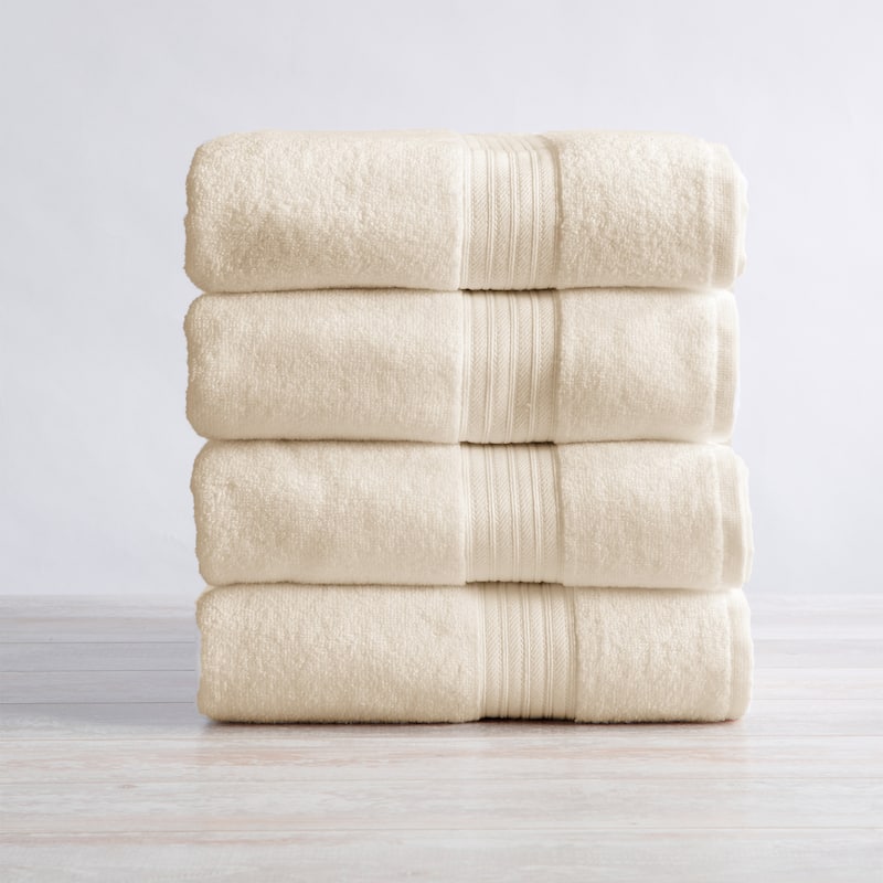 Linery & Co. Ringspun Cotton Bath Towel - Bath Towel (Pack of 4) - Ivory