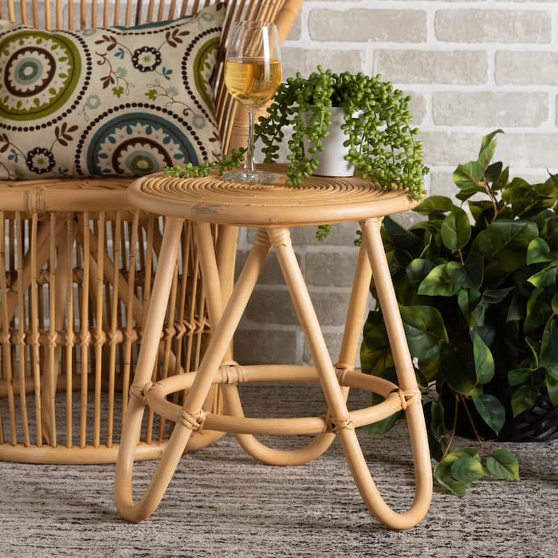 Rinjani Modern Bohemian Natural Brown Rattan End Table