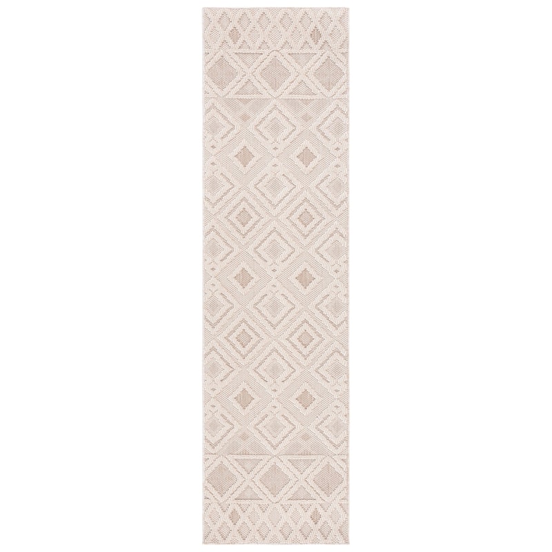 SAFAVIEH Global Onorina Indoor/ Outdoor Moroccan Boho Rug - 2'2" x 8' Runner - Beige/Ivory