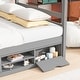 preview thumbnail 4 of 34, Modern Full House Kids Bed with Roof,Bedside Shelves,Ladder,Guardrail