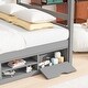 preview thumbnail 5 of 4, Wood House Bed Frame wSemi-enclosed Roof, Storage Shelves - Unisex Grey - Full