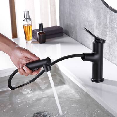 Modern Black 3-Way Bathroom Sink Faucet Single Hole, Single Handle for Bathroom