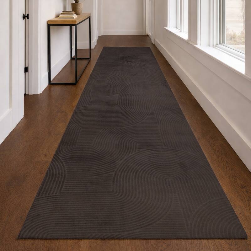 ECARPETGALLERY Elion Modern Machine Washable Area Rug - Charcoal - 2'8 x 8'0