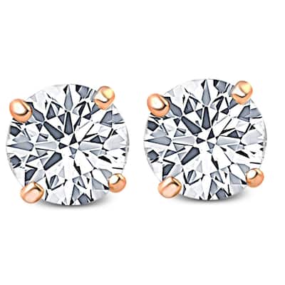 3/4ct Diamond Studs Screw Back Rose Gold
