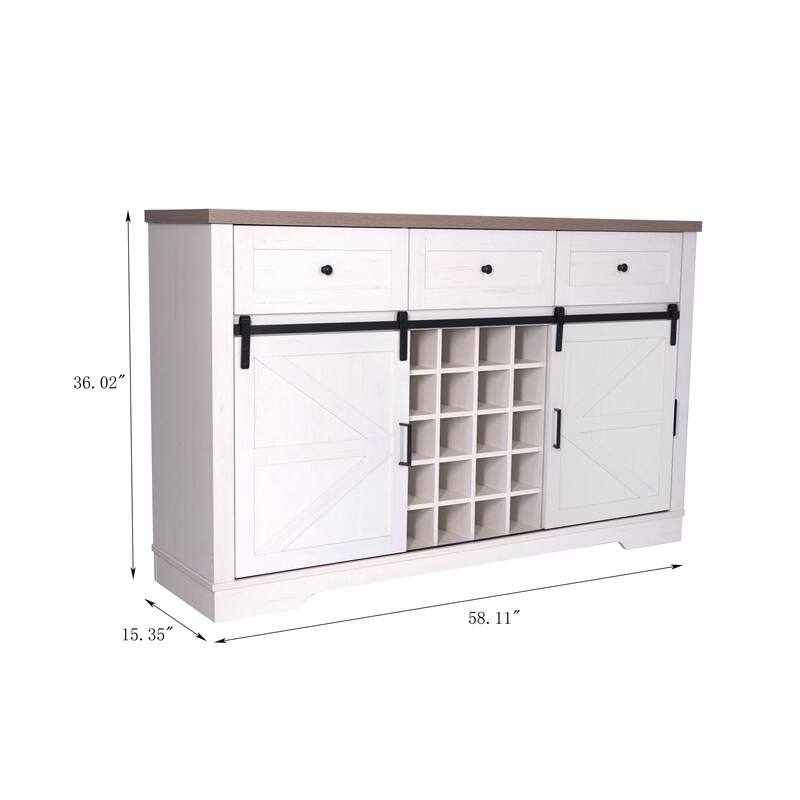 Farmhouse Wine Bar Cabinet w/Sliding Barn Door