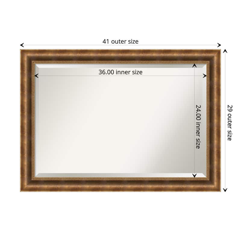 Beveled Wood Bathroom Wall Mirror - Manhattan Bronze Frame - Outer Size: 41 x 29 in