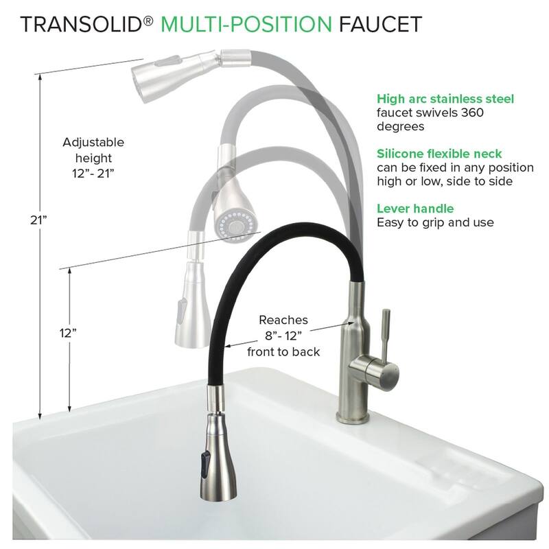 Transolid Kitchen/Laundry Faucet with Dual Spray and Flex Neck With Swivel Action Ball-Joint - N/A