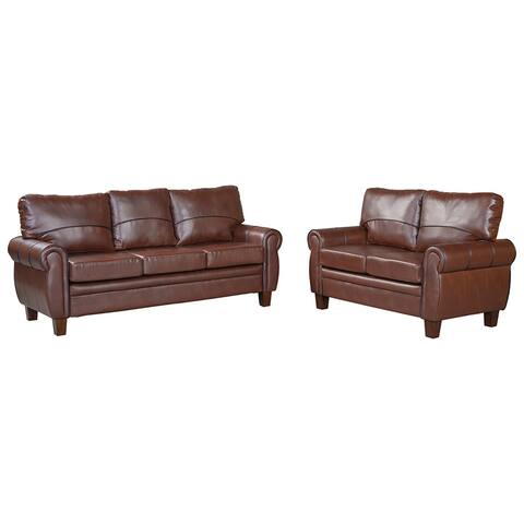 Mid-Century Sofa Set PU Leather Upholstered Couch Furniture