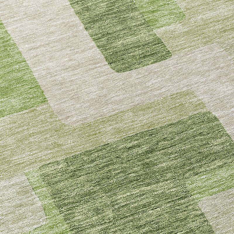 Machine Washable Indoor/ Outdoor Contempoary Blocks Chantille Rug