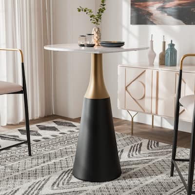 Furniture of America Darcy Modern Black Wood Round Counter Height Dining Table
