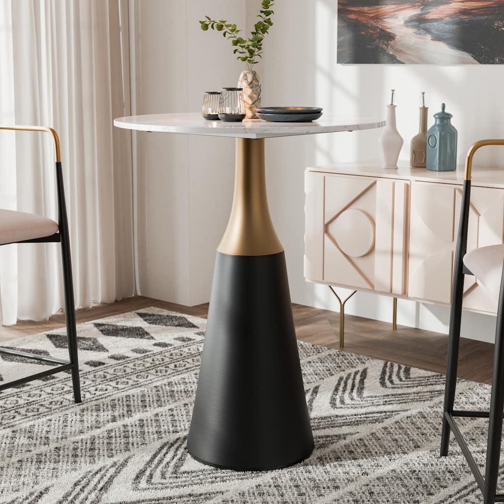 Furniture of America Darcy Modern Black Wood Round Counter Height Dining Table