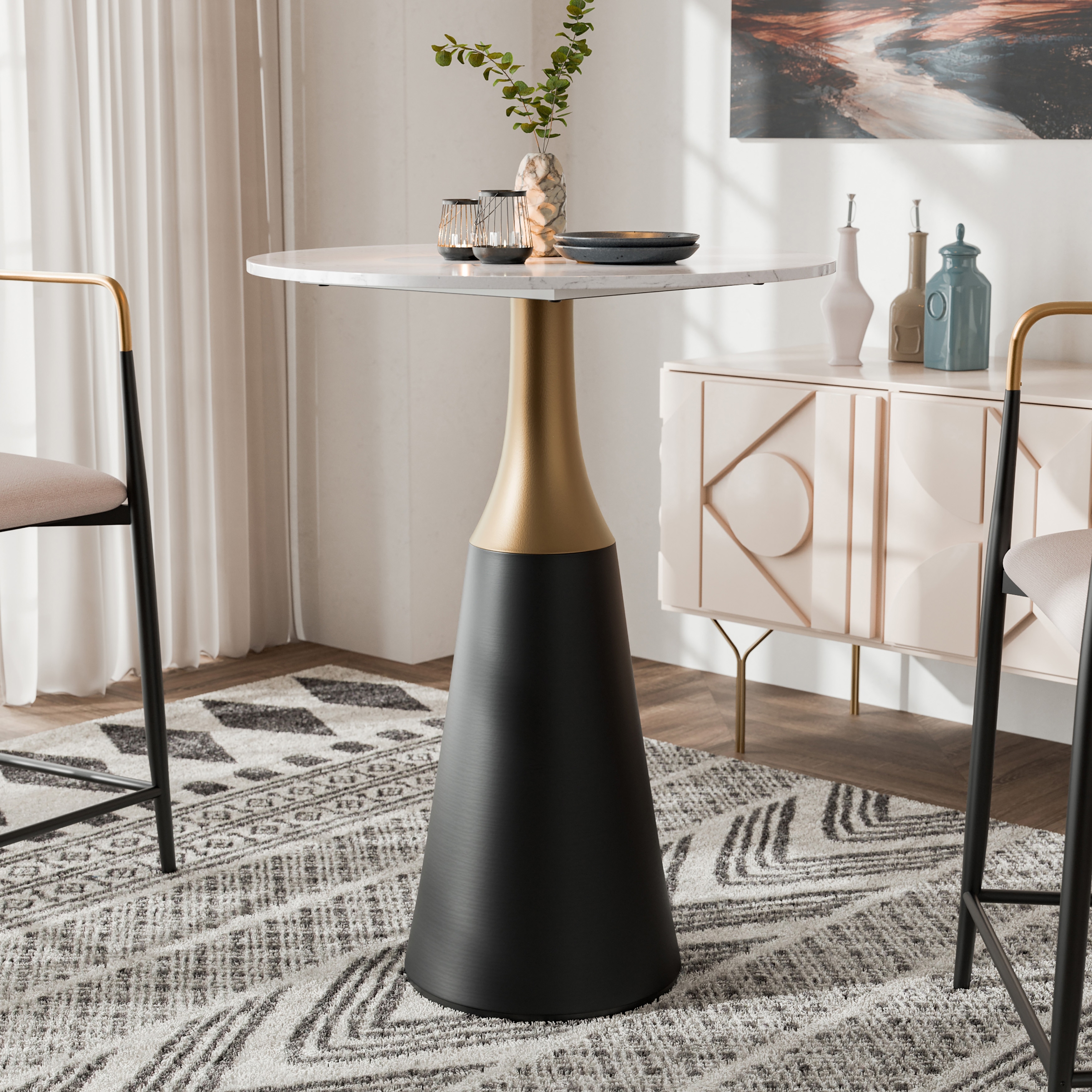 Furniture of America Darcy Modern Black Wood Round Counter Height Dining Table