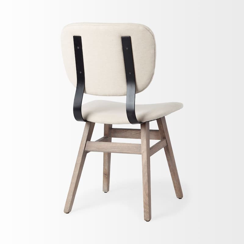 Haden Cream Fabric Wrap With Brown Solid Wood Base Dining Chair (Set of 2) - 18.5L x 18.5W x 33.3H