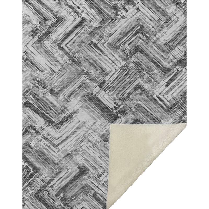 Premium Machine Washable Modern Chevron Sherpa Throw Blanket