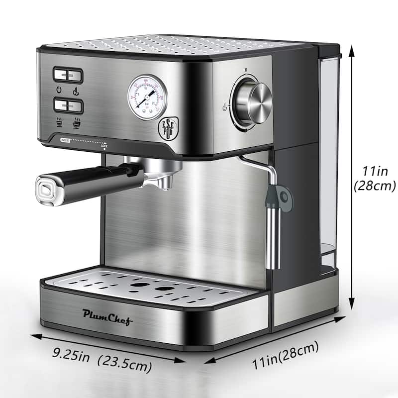 20 Bar Professional Espresso Machine with Milk Frother, Single & Double Shot, ESE Pod Compatible, Pressure Display