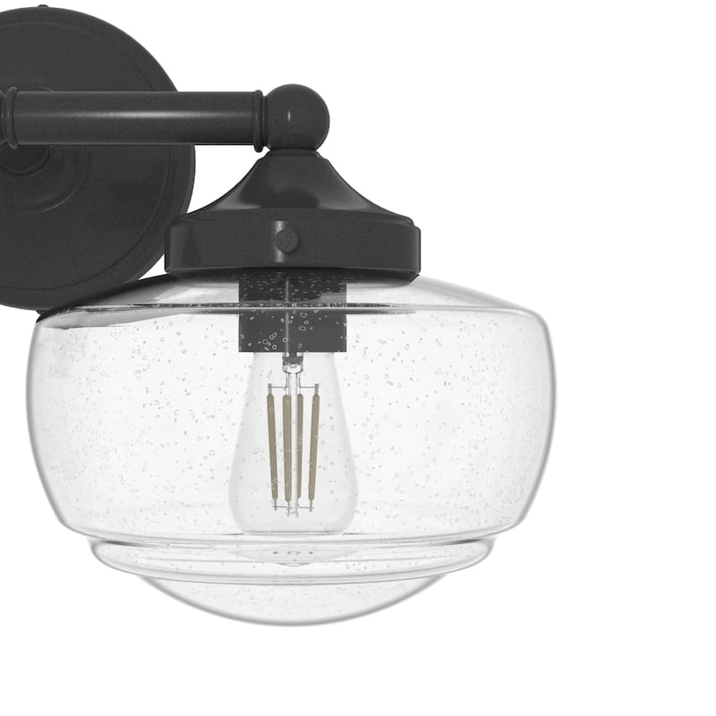 Hunter Saddle Creek Vanity Wall Light - Transitional, Vintage Schoolhouse - Damp Rated!