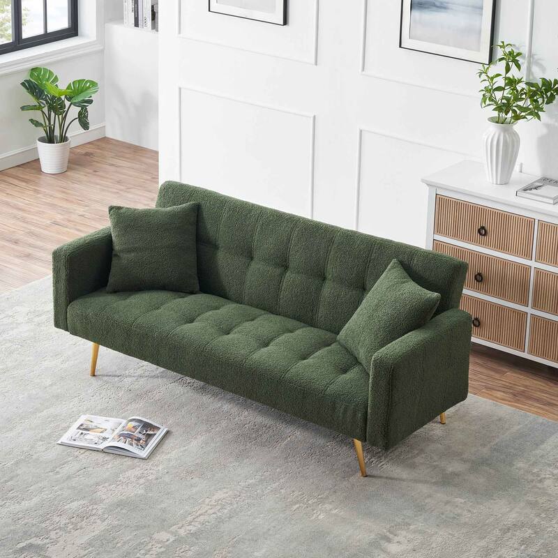 71.7" Teddy Velvet Sofa Bed with Two Deluxe Cushions