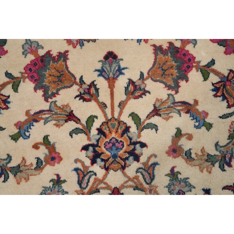 Hand Knotted Oriental 100% Wool Carpet Traditional Floral Beige & Ivories Tabriz Area Rug - 10' 4'' X 7' 4''