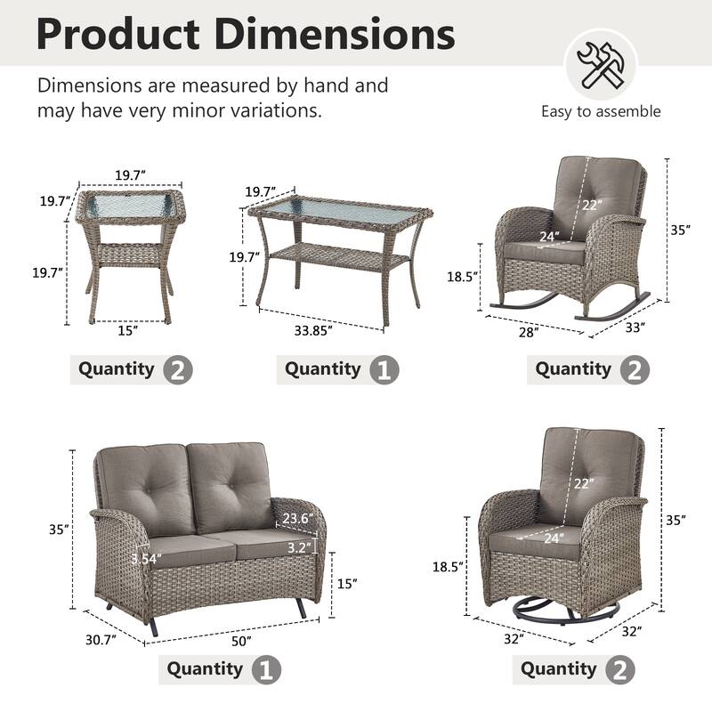 Gymojoy Outdoor Wicker Patio Furniture Loveseat Glider & Chair Set Weather-Resistant